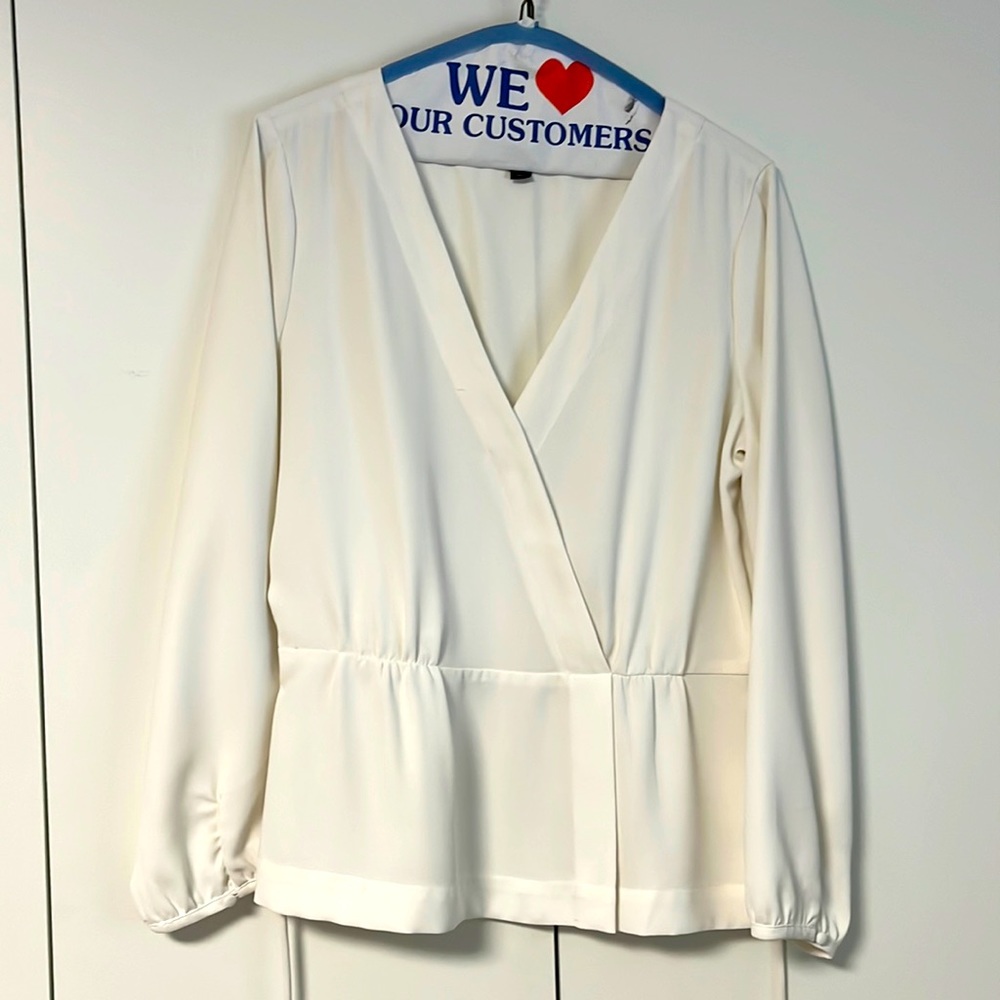 Crepe J.Crew winter white peplum top